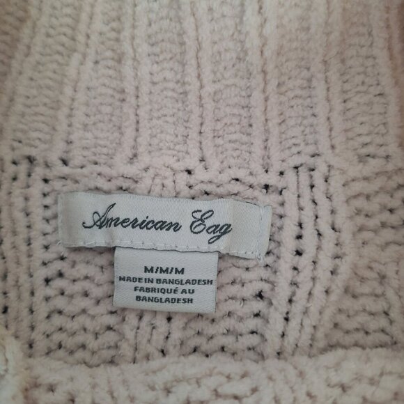 💙 American Eagle Soft Knit Cream Sweater Size M/L Comfy Cozy Preppy - Picture 5 of 7